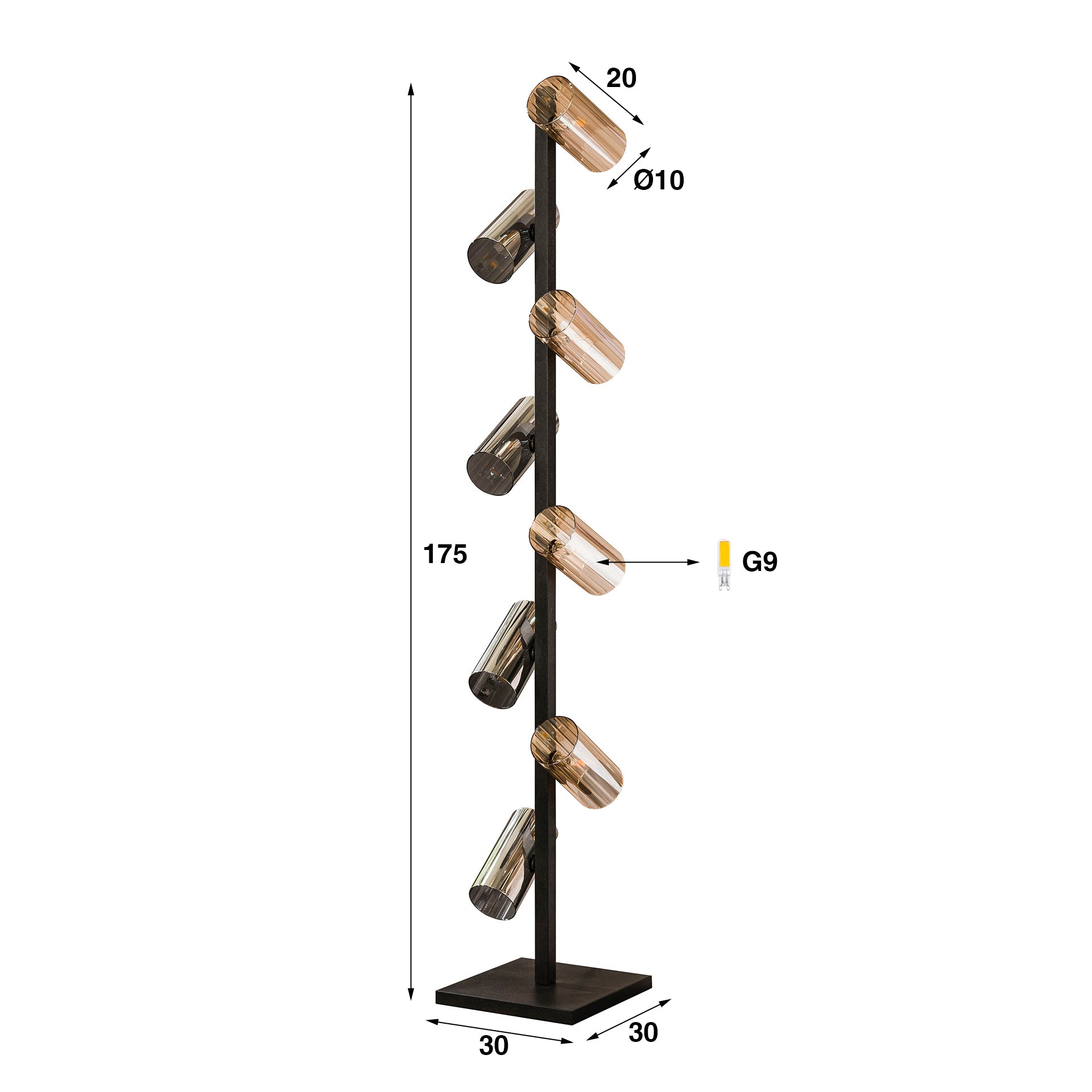 Stehleuchte – 30×30×175 cm – Artic schwarz | Modell N0481