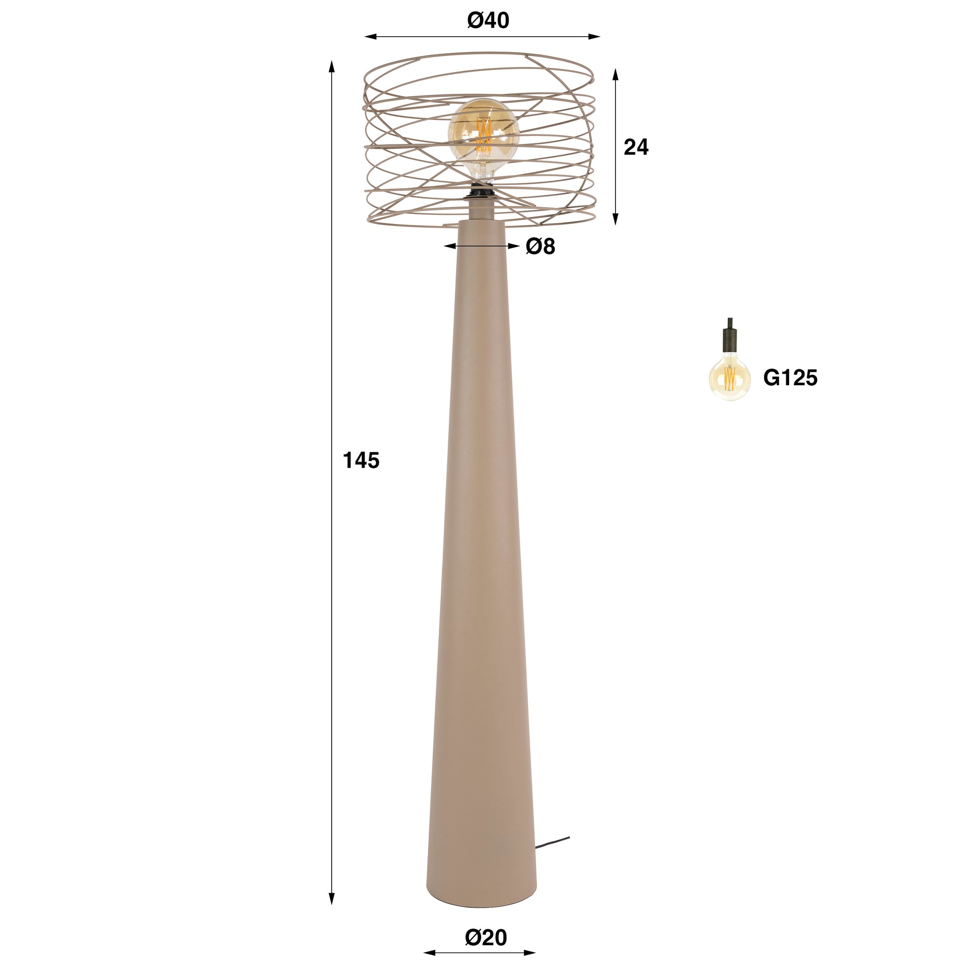 Stehleuchte – 40×40×145 cm – Beige | Modell N0487