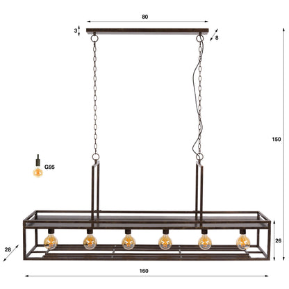Pendelleuchte – 160×28×150 cm – Charcoal | Modell N0488