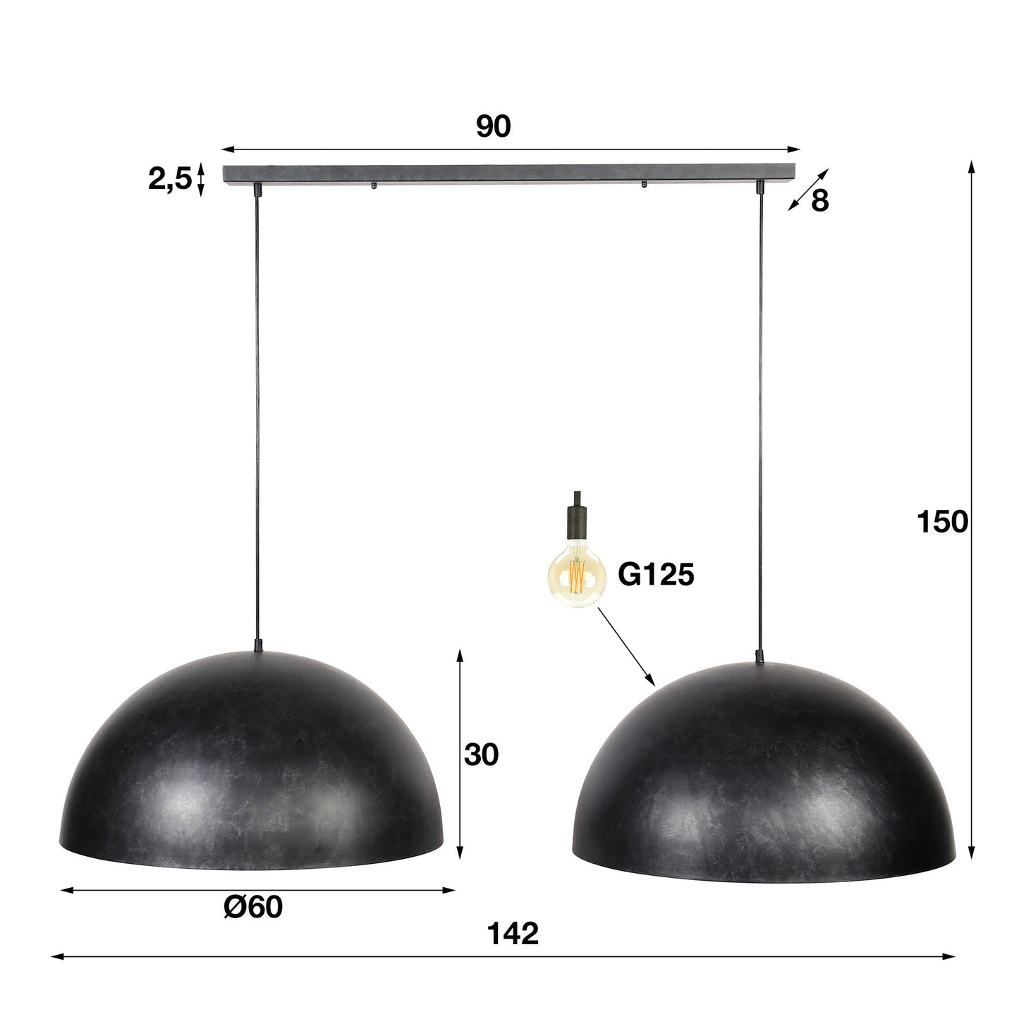 Pendelleuchte – 142×60×150 cm – Charcoal | Modell N0489