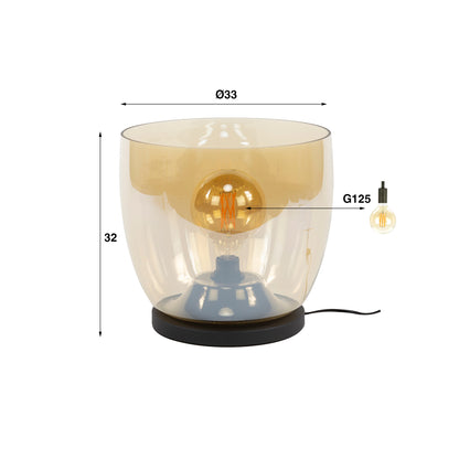 Stehleuchte – 33×33×32 cm – Amberfarbenes Glas | Modell N0491