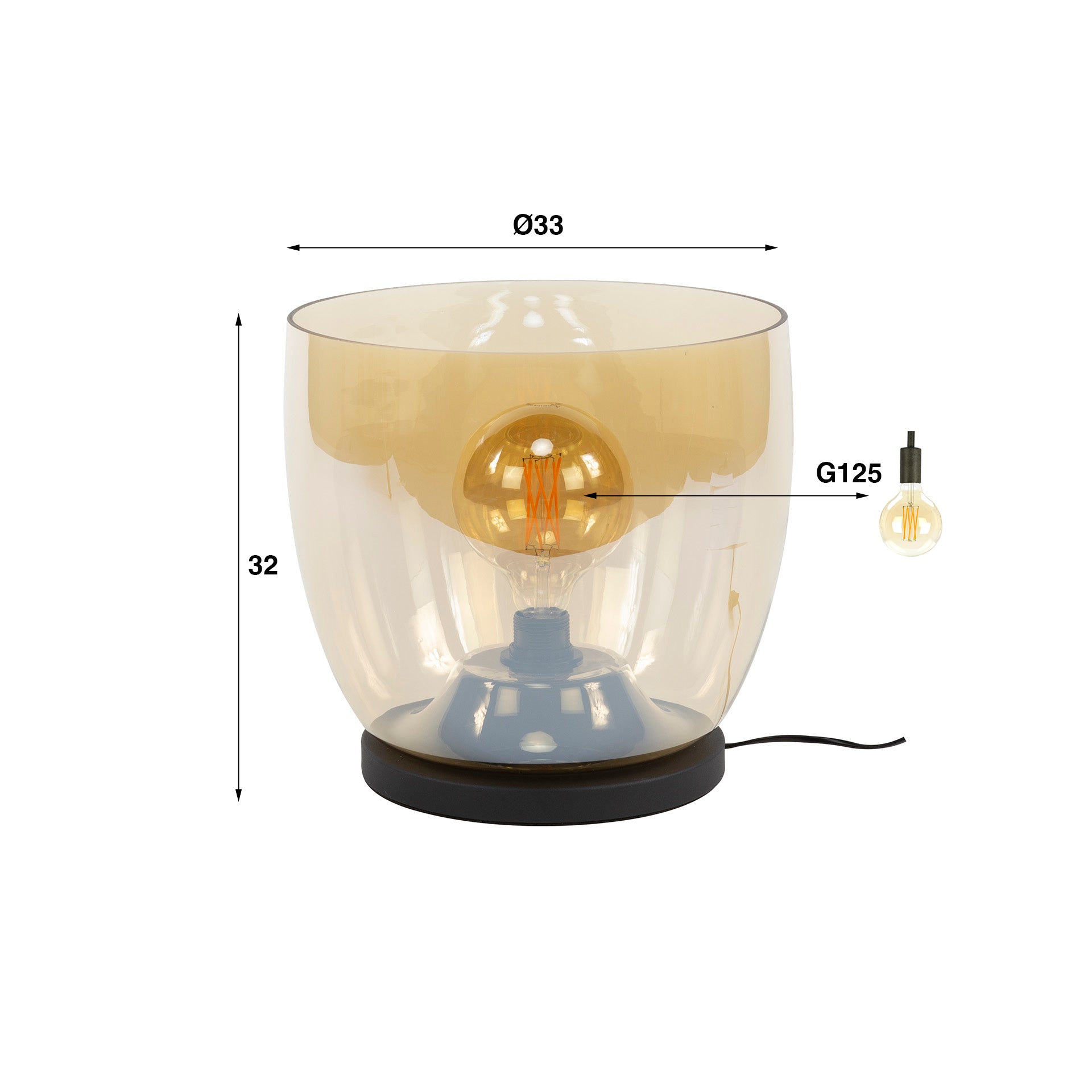 Stehleuchte – 33×33×32 cm – Amberfarbenes Glas | Modell N0491