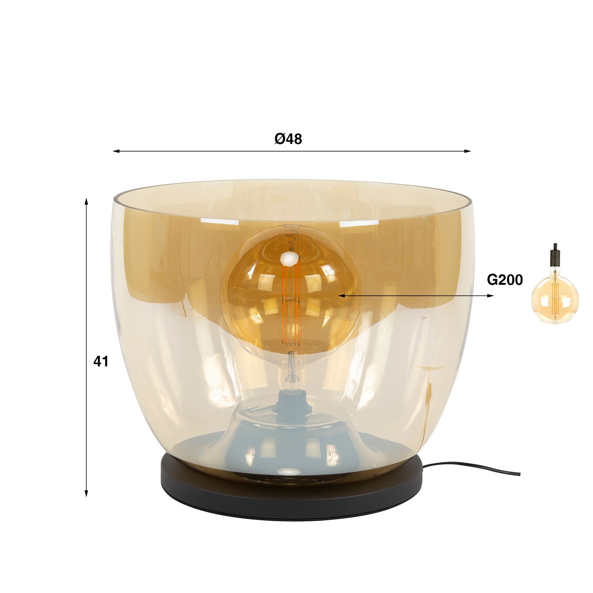Stehleuchte – 48×48×41 cm – Amberfarbenes Glas | Modell N0492