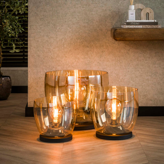 Stehleuchte – 48×48×41 cm – Amberfarbenes Glas | Modell N0492