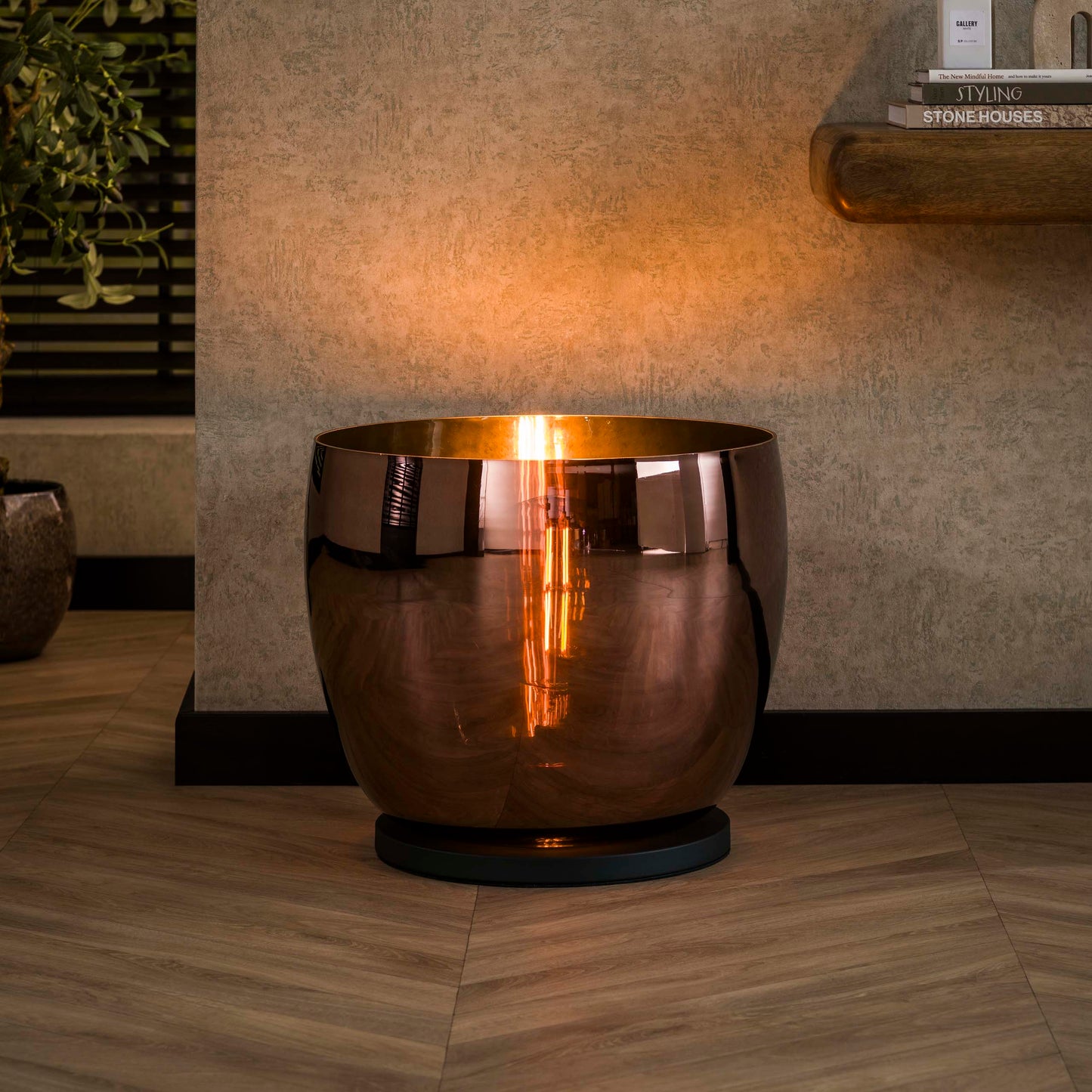 Stehleuchte – 48×48×41 cm – Amberfarbenes Glas | Modell N0492