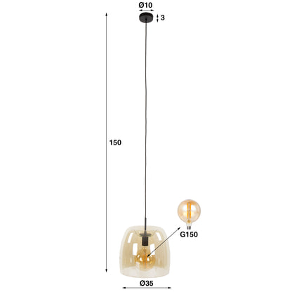 Pendelleuchte – 35×35×150 cm – Amberfarbenes Glas | Modell N0494