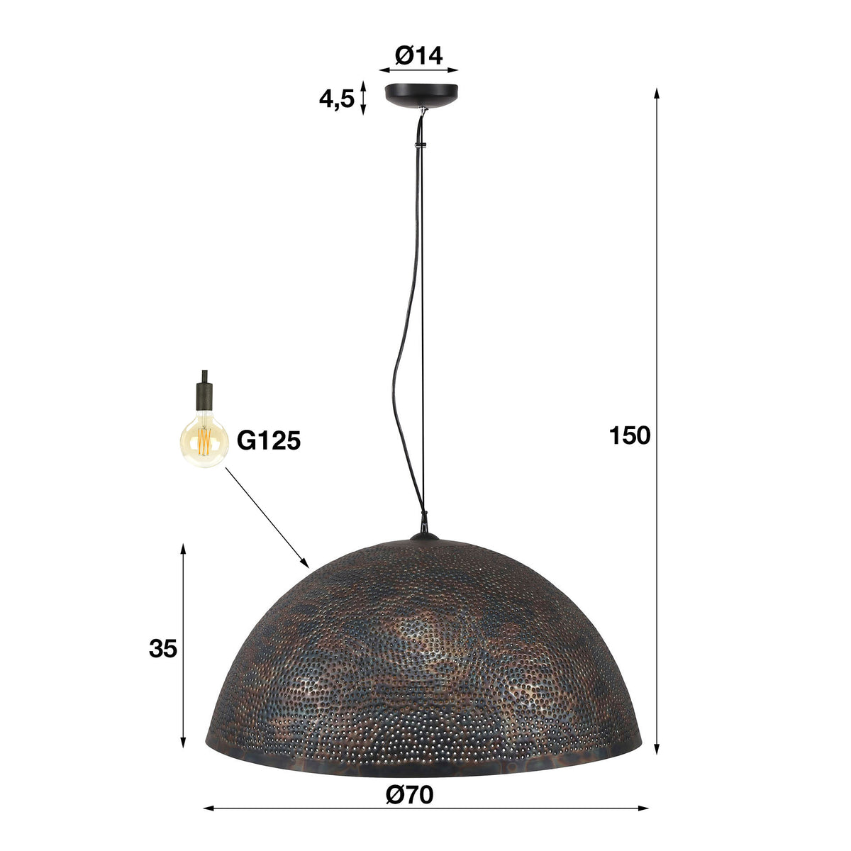 Pendelleuchte – 70×70×150 cm – Schwarzbraun | Modell N0502
