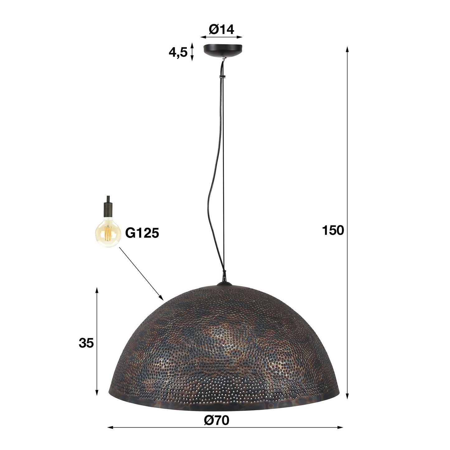 Pendelleuchte – 70×70×150 cm – Schwarzbraun | Modell N0502
