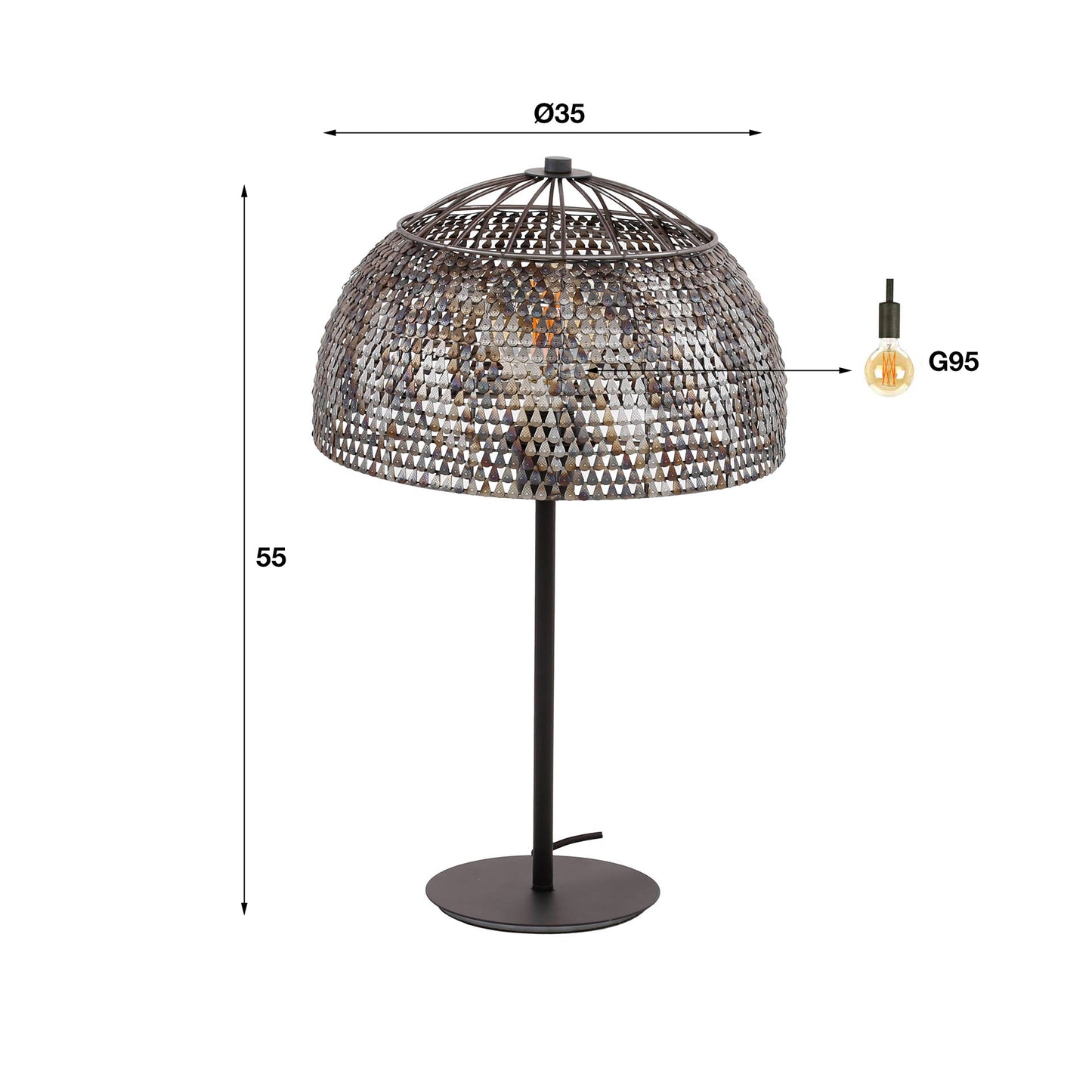 Tischleuchte – 35×35×55 cm – Schwarzbraun | Modell N0510