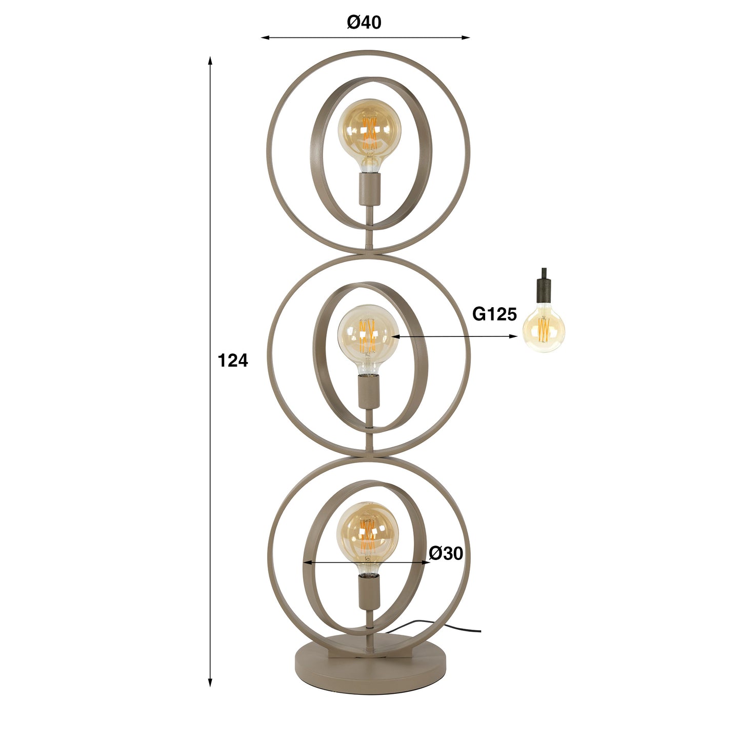 Stehleuchte – 40×30×124 cm – Beige | Modell N0519