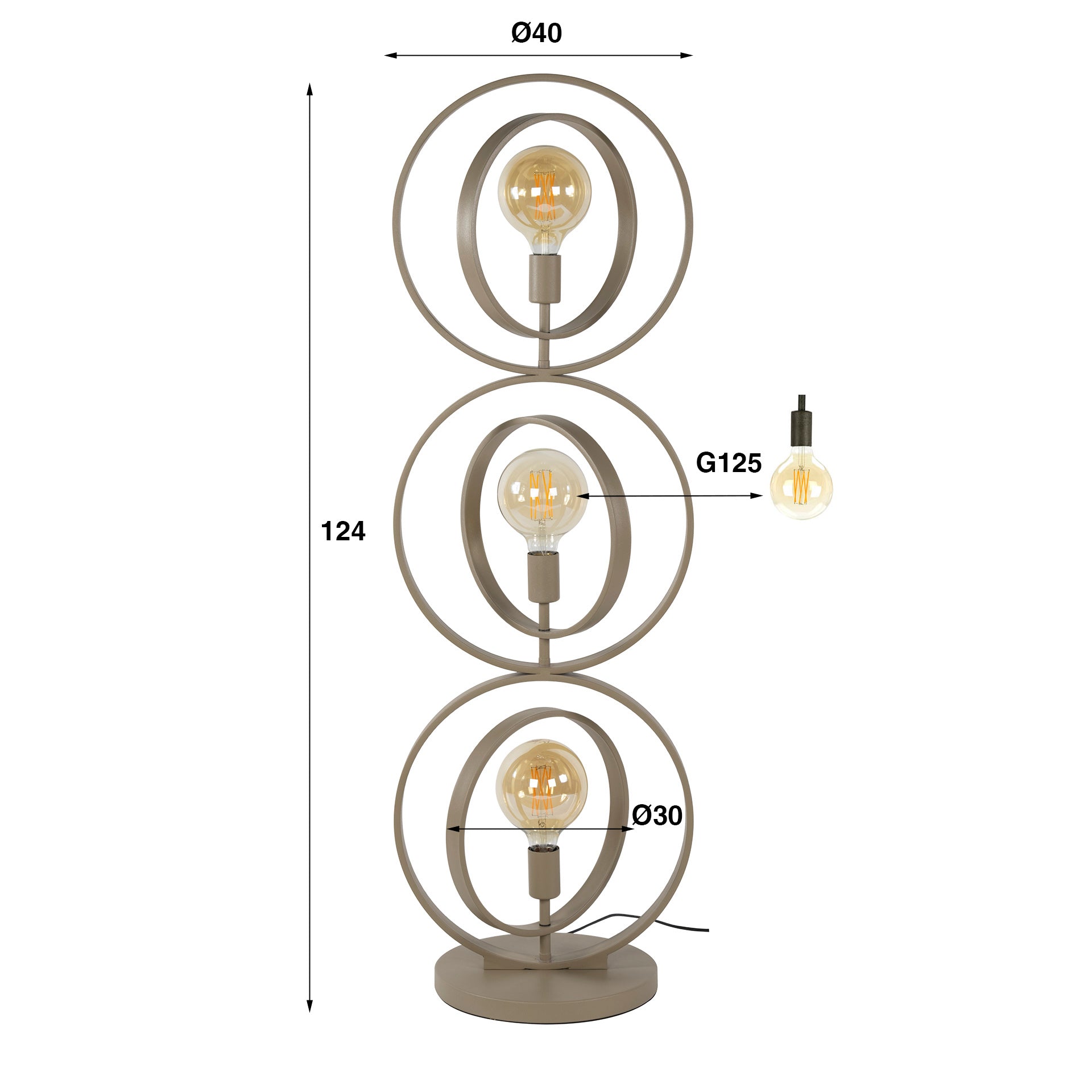 Stehleuchte – 40×30×124 cm – Beige | Modell N0519
