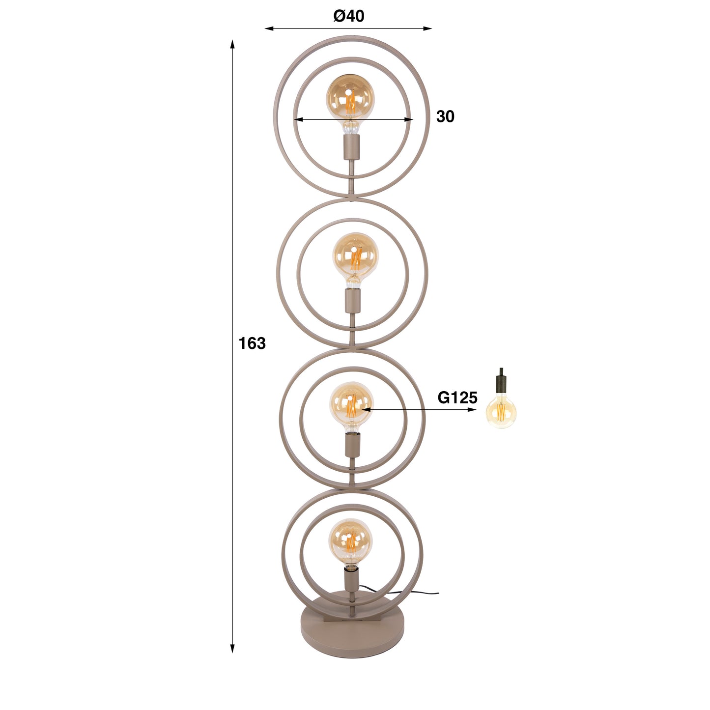 Stehleuchte – 40×30×163 cm – Beige | Modell N0520