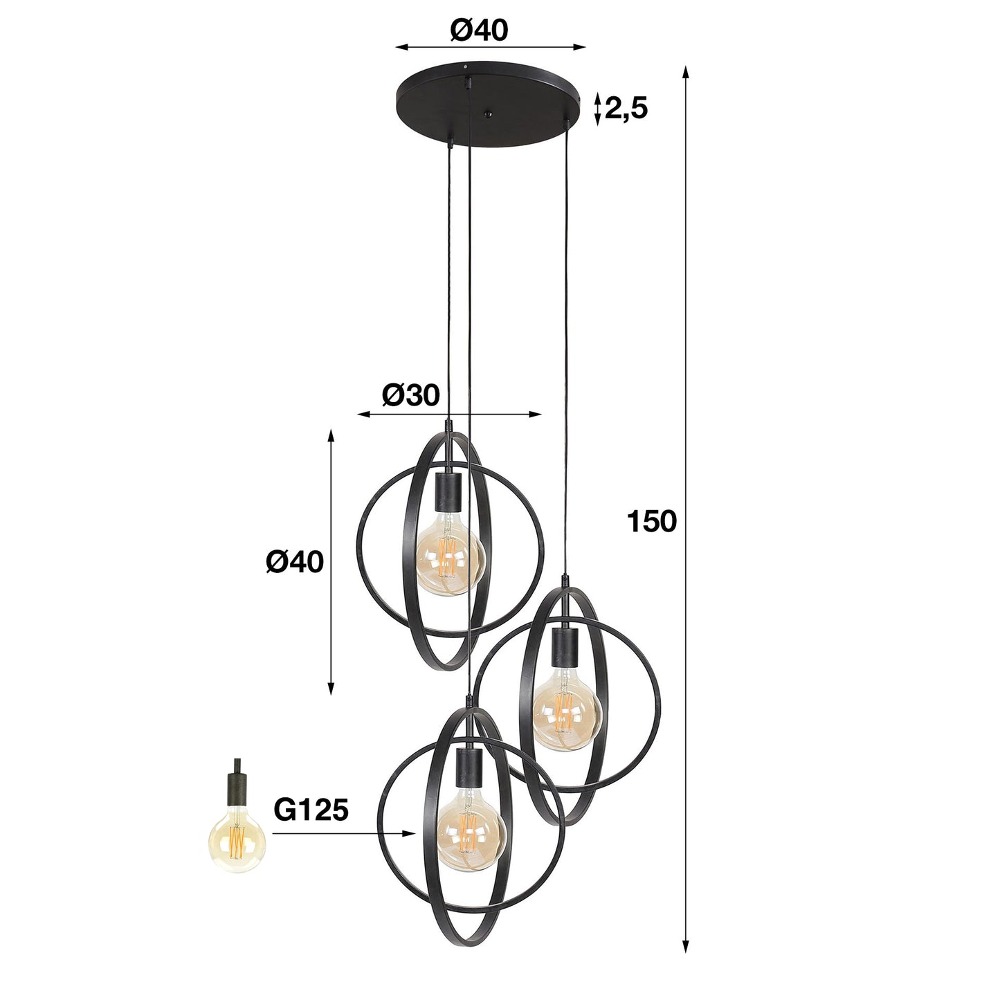 Pendelleuchte – 40×40×150 cm – Beige | Modell N0522