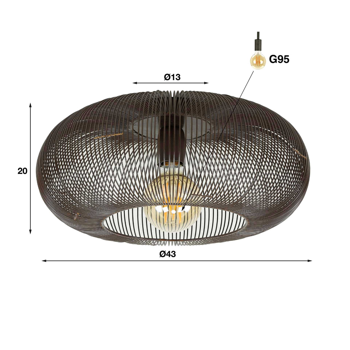 Deckenleuchte – 43×43×20 cm – Schwarznickel | Modell N0529