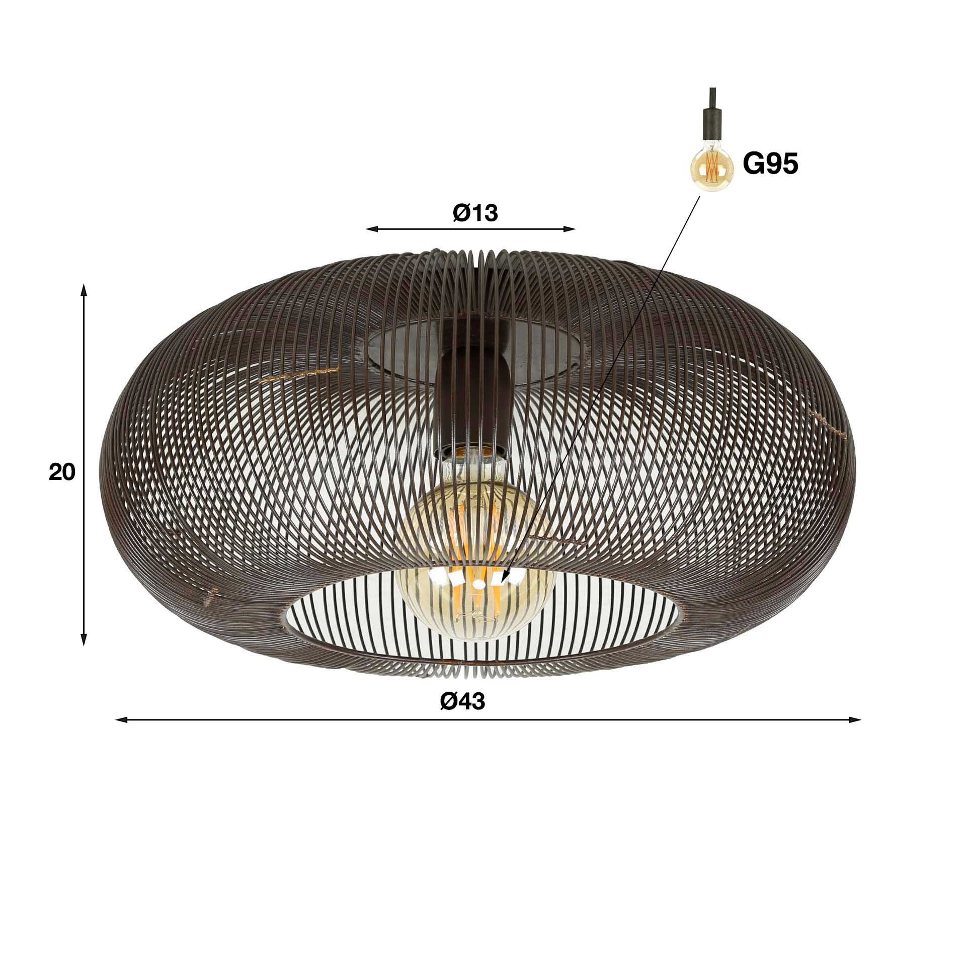 Deckenleuchte – 43×43×20 cm – Schwarznickel | Modell N0529