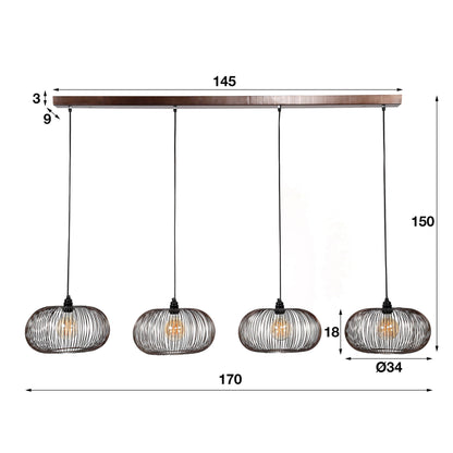 Pendelleuchte – 170×35×150 cm – Schwarznickel | Modell N0532