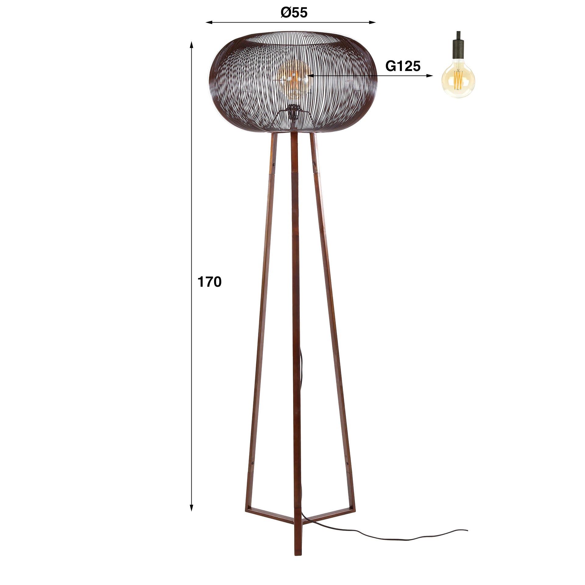 Stehleuchte – 55×55×170 cm – Schwarznickel | Modell N0533