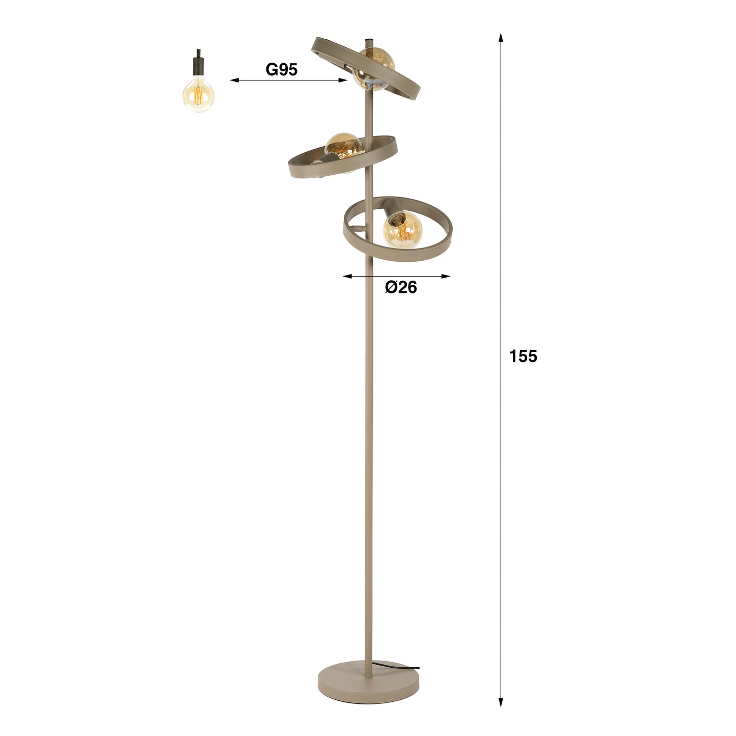Stehleuchte – 40×40×155 cm – Beige | Modell N0536