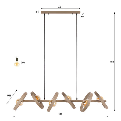 Pendelleuchte – 120×42×150 cm – Beige | Modell N0539