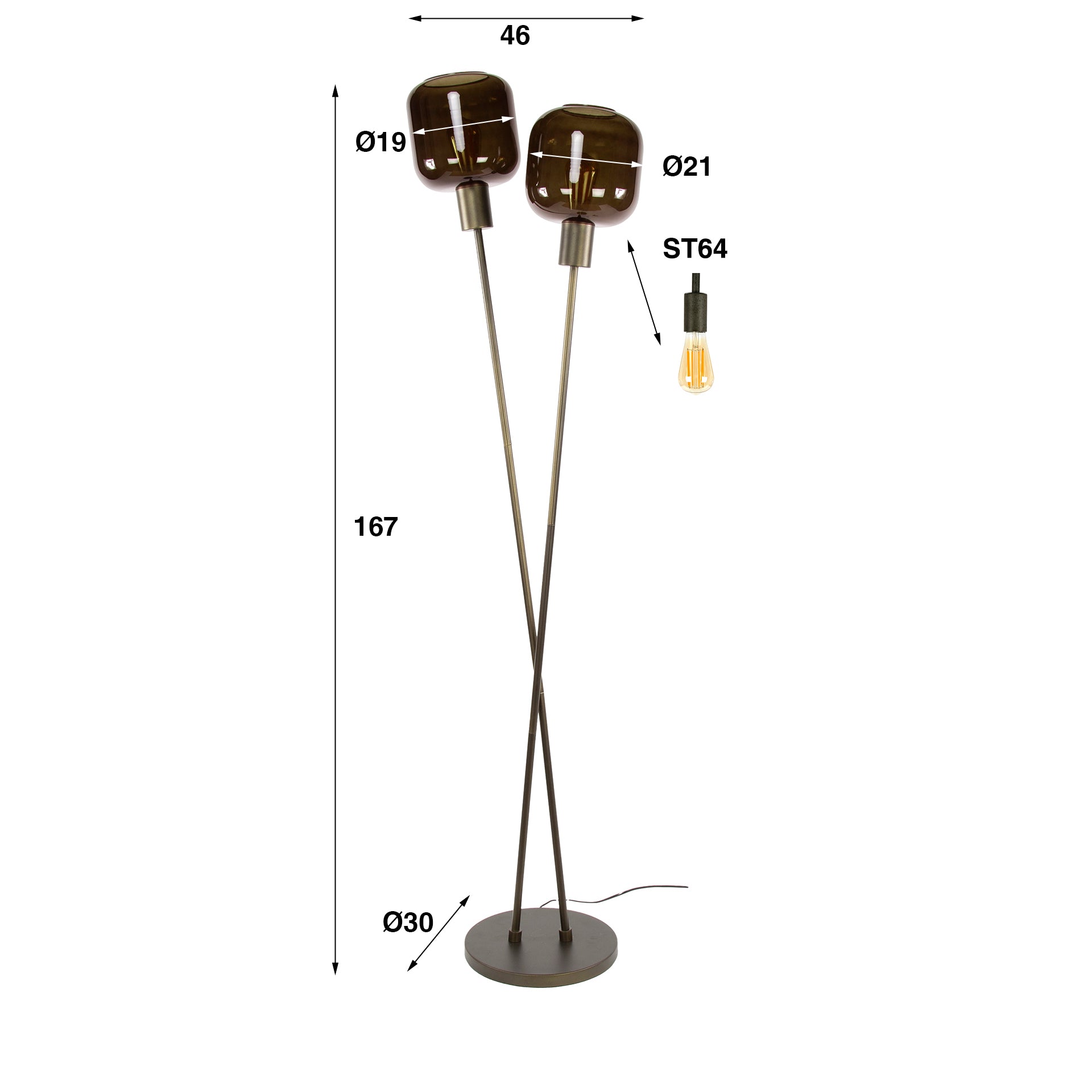 Stehleuchte – 46×30×167 cm – Sienna braun | Modell N0546