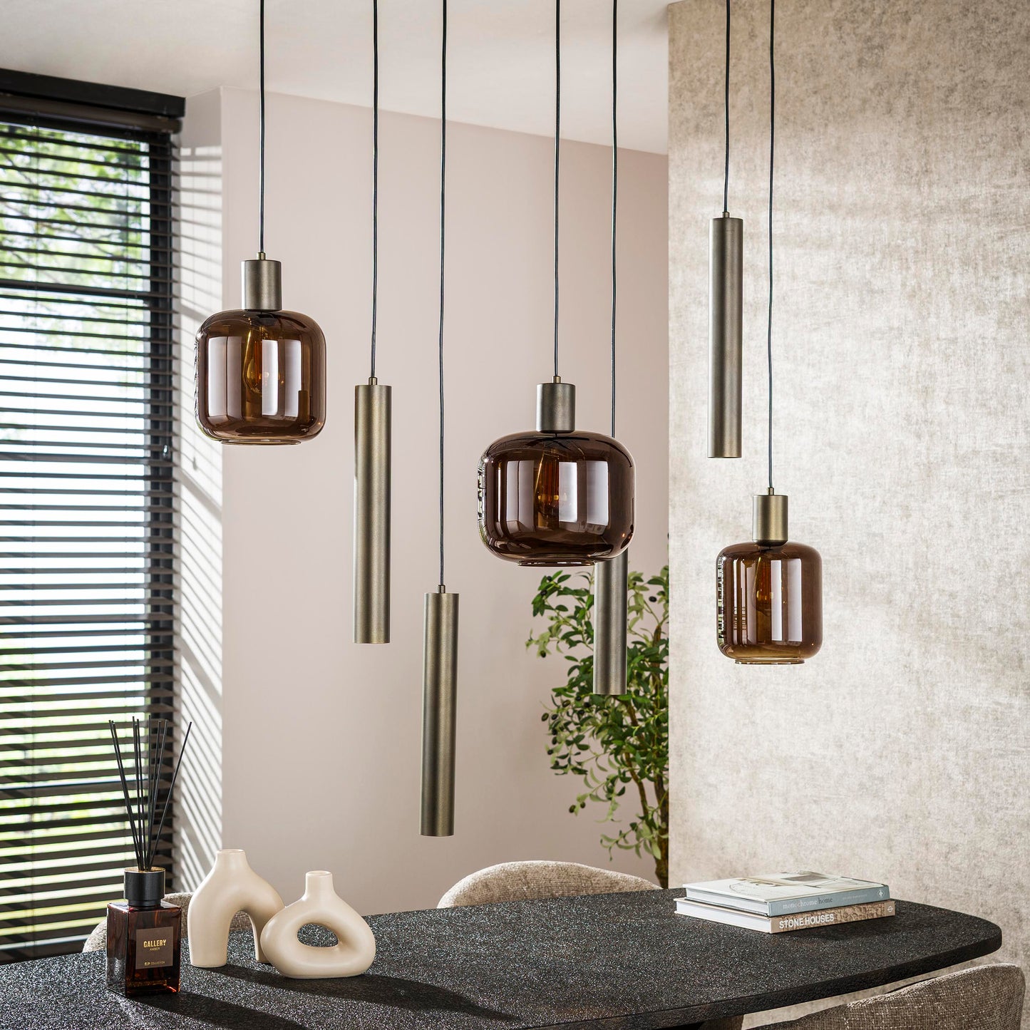 Pendelleuchte – 105×35×150 cm – Sienna braun | Modell N0547