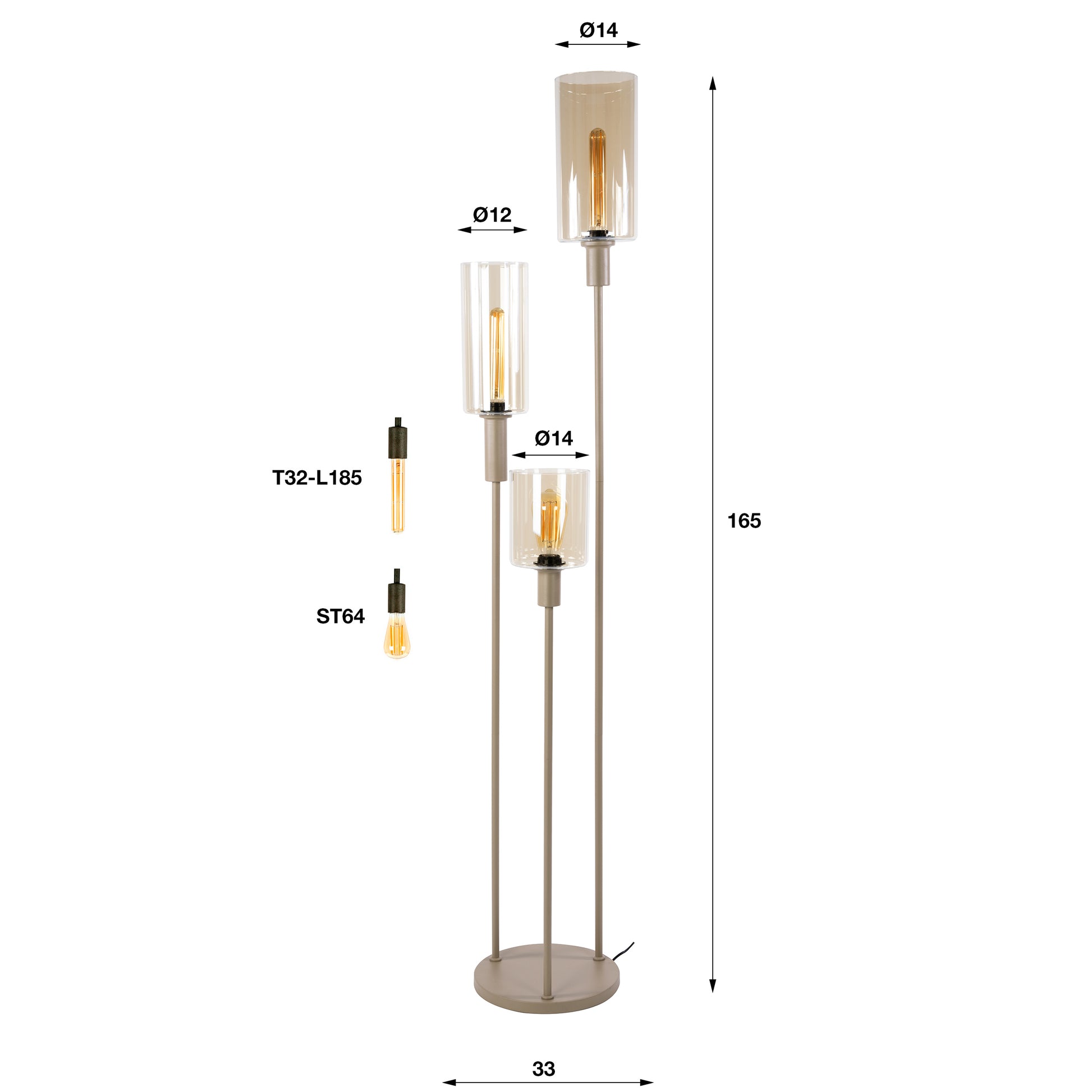 Stehleuchte – 33×33×165 cm – Beige | Modell N0548