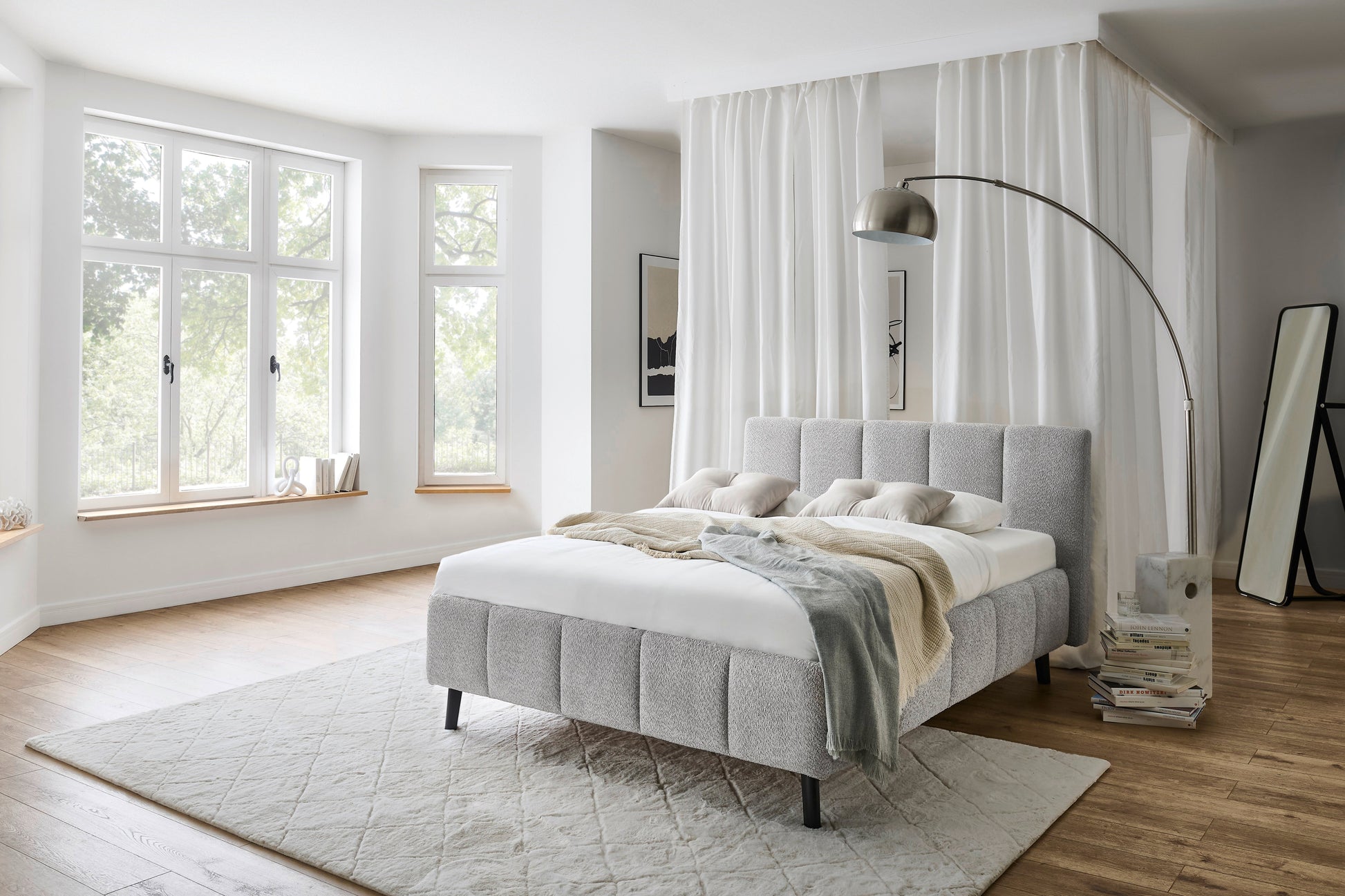 Polsterbett Alva – silver Nr. 15 – 140 × 200 cm – Produktbild