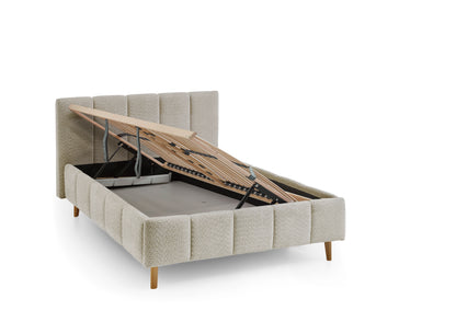 Polsterbett Alva inkl. Bettkasten von meise.möbel – cream Nr. 20 – 140x200 cm – Bettkasten / Funktion