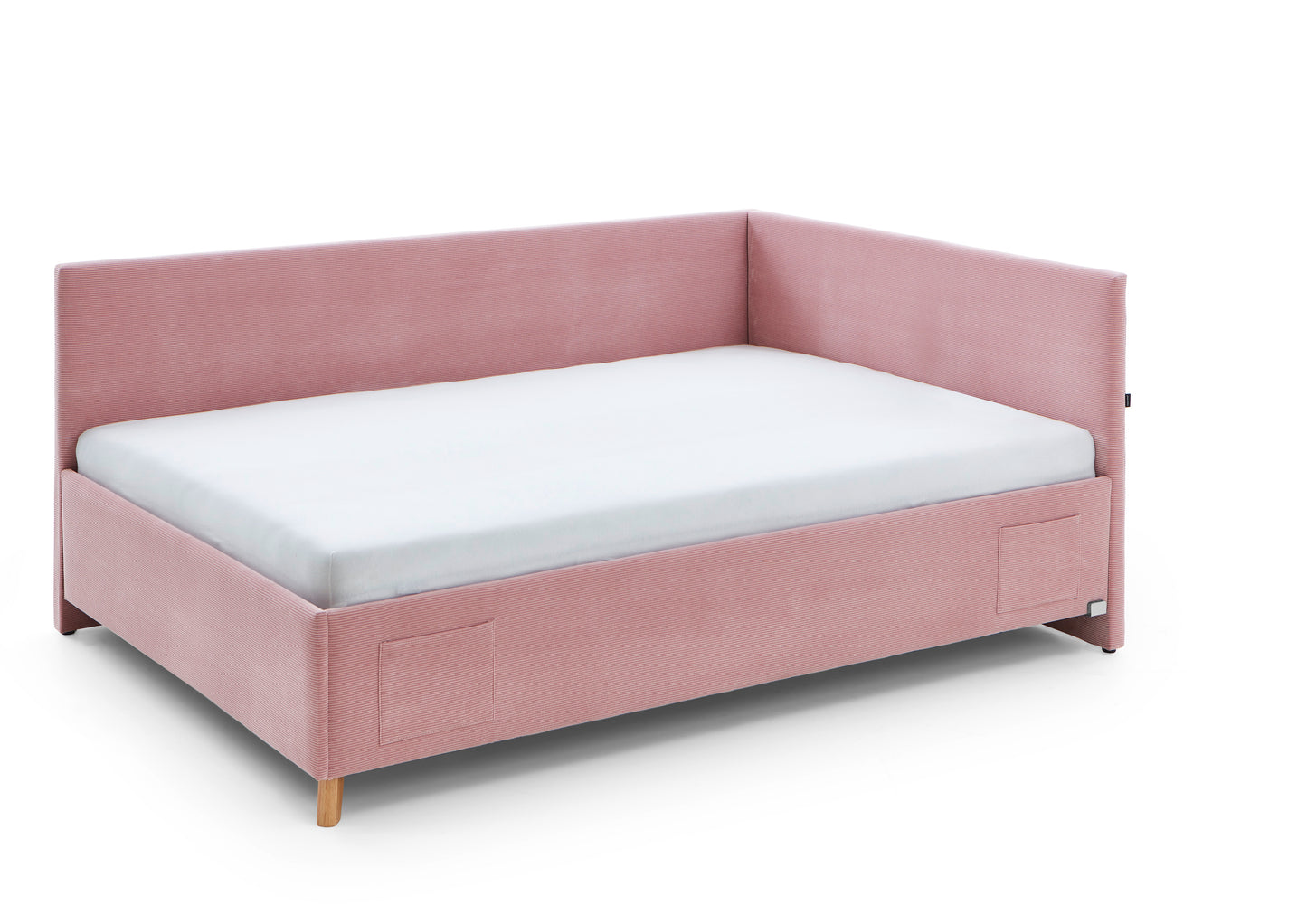 Polsterbett Cool mit Rückenteil von meise.möbel – Rose Nr. 06 – 120x200 cm – Seitenansicht