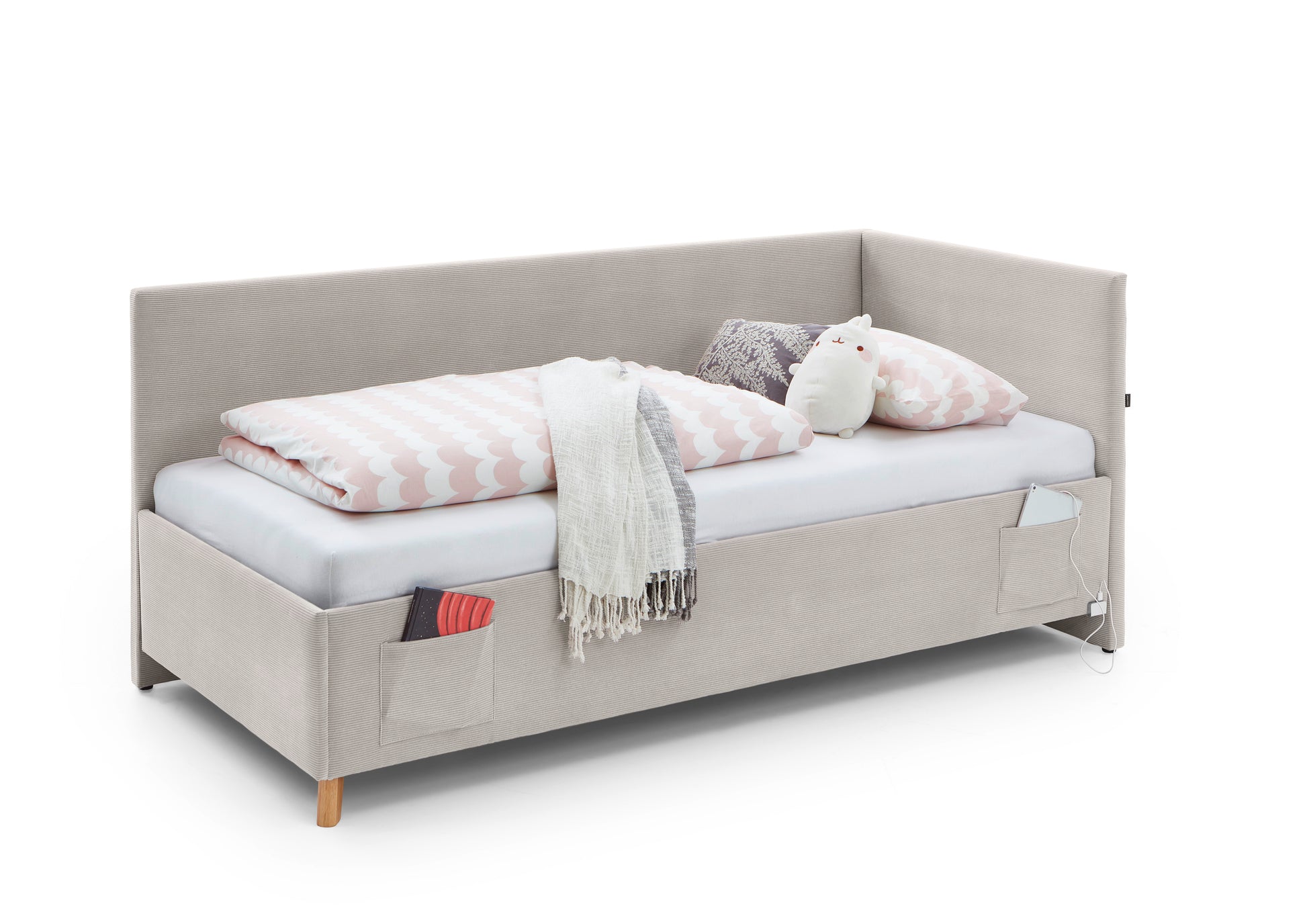 Polsterbett Cool mit Rückenteil von meise.möbel – Nata Nr. 01 – 90x200 cm – Seitenansicht