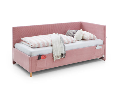 Polsterbett Cool inkl. Bettkasten & Rückenteil von meise.möbel – Rose Nr. 06 – 90x200 cm – Seitenansicht