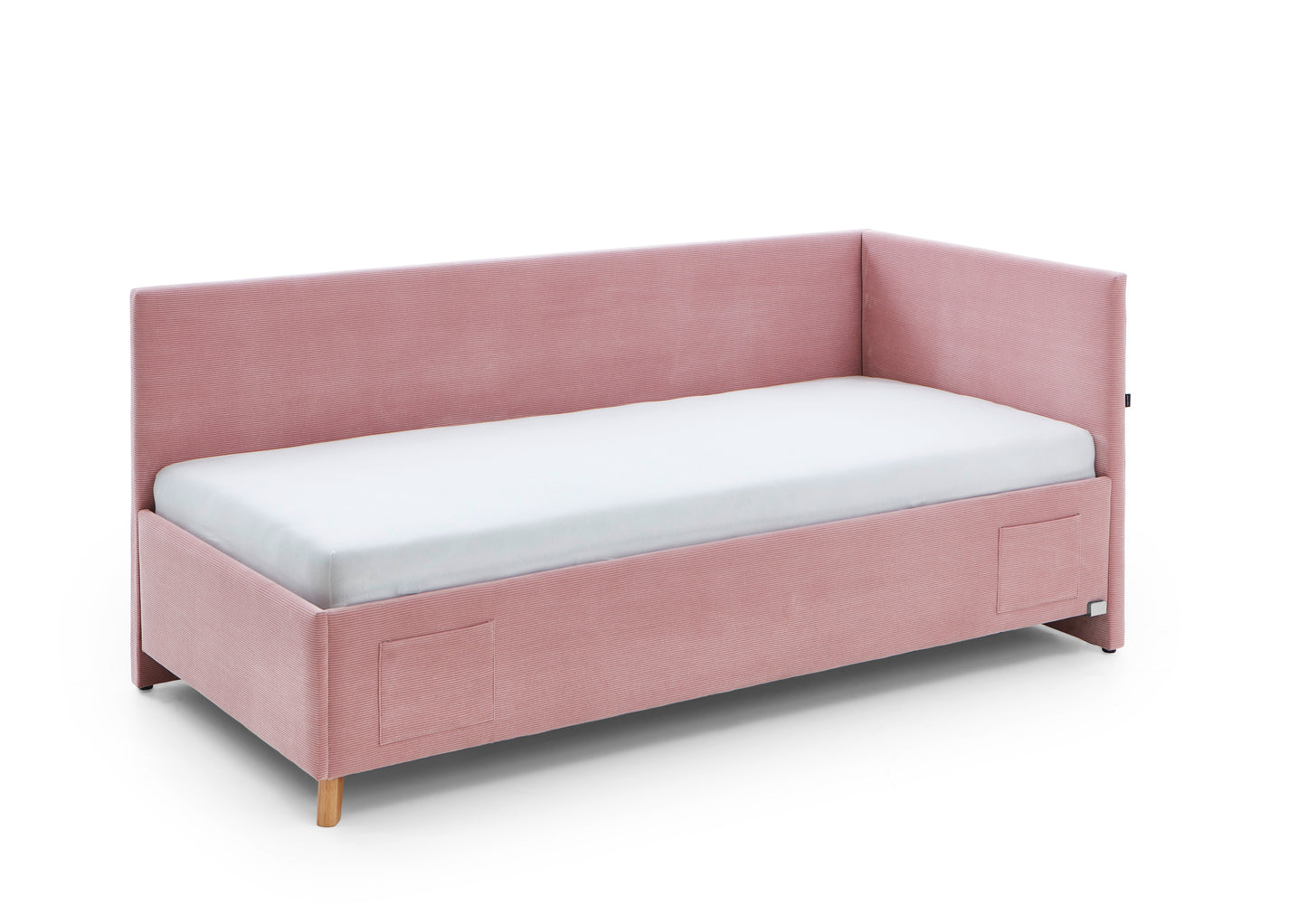 Polsterbett Cool mit Rückenteil von meise.möbel – Rose Nr. 06 – 90x200 cm – Seitenansicht
