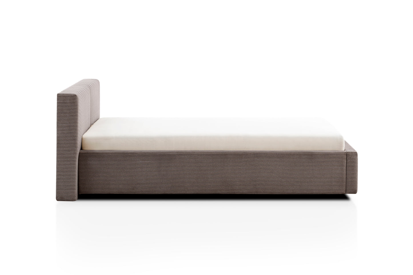 Polsterbett Cube von meise.möbel – Taupe Nr. 03 – 140x200 cm – Seitenansicht