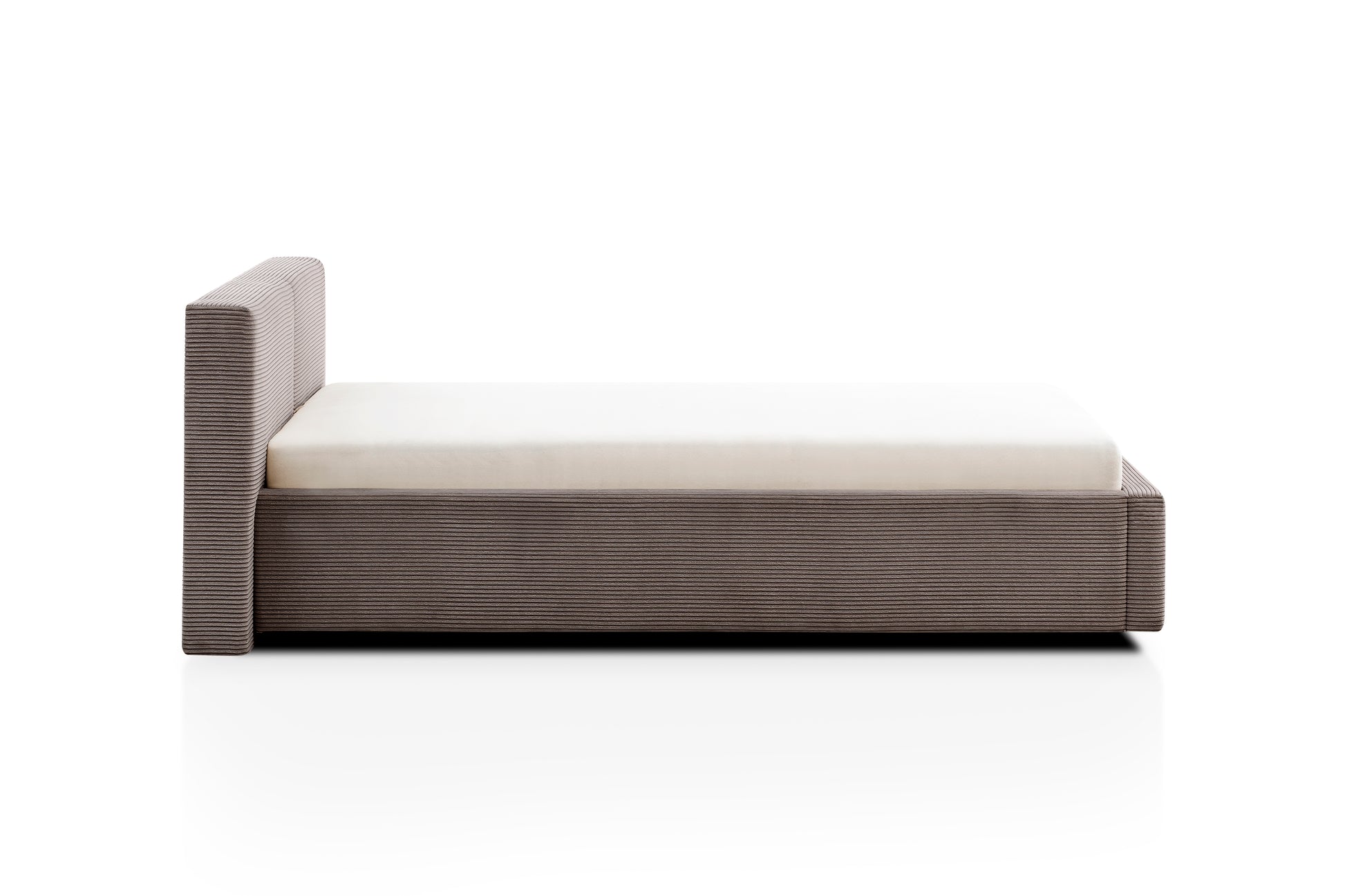 Polsterbett Cube von meise.möbel – Taupe Nr. 03 – 140x200 cm – Seitenansicht