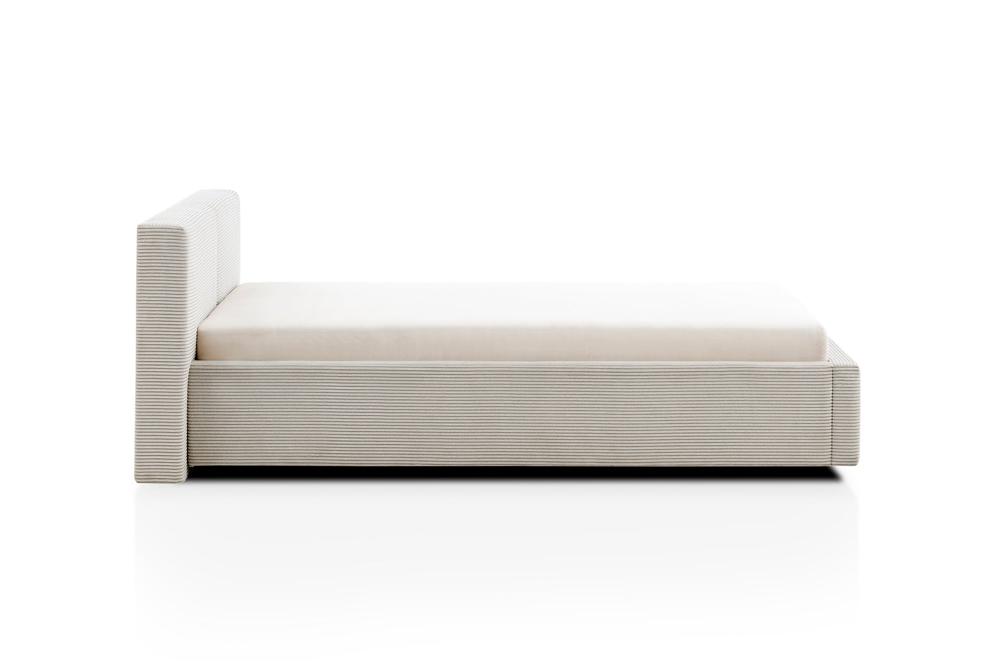 Polsterbett Cube inkl. Bettkasten von meise.möbel – Beige Nr. 100 – 140x200 cm – Seitenansicht