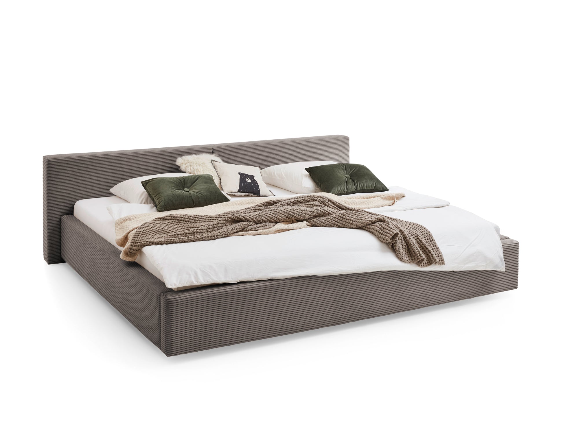 Polsterbett Cube von meise.möbel – Taupe Nr. 03 – 240x200 cm – Seitenansicht