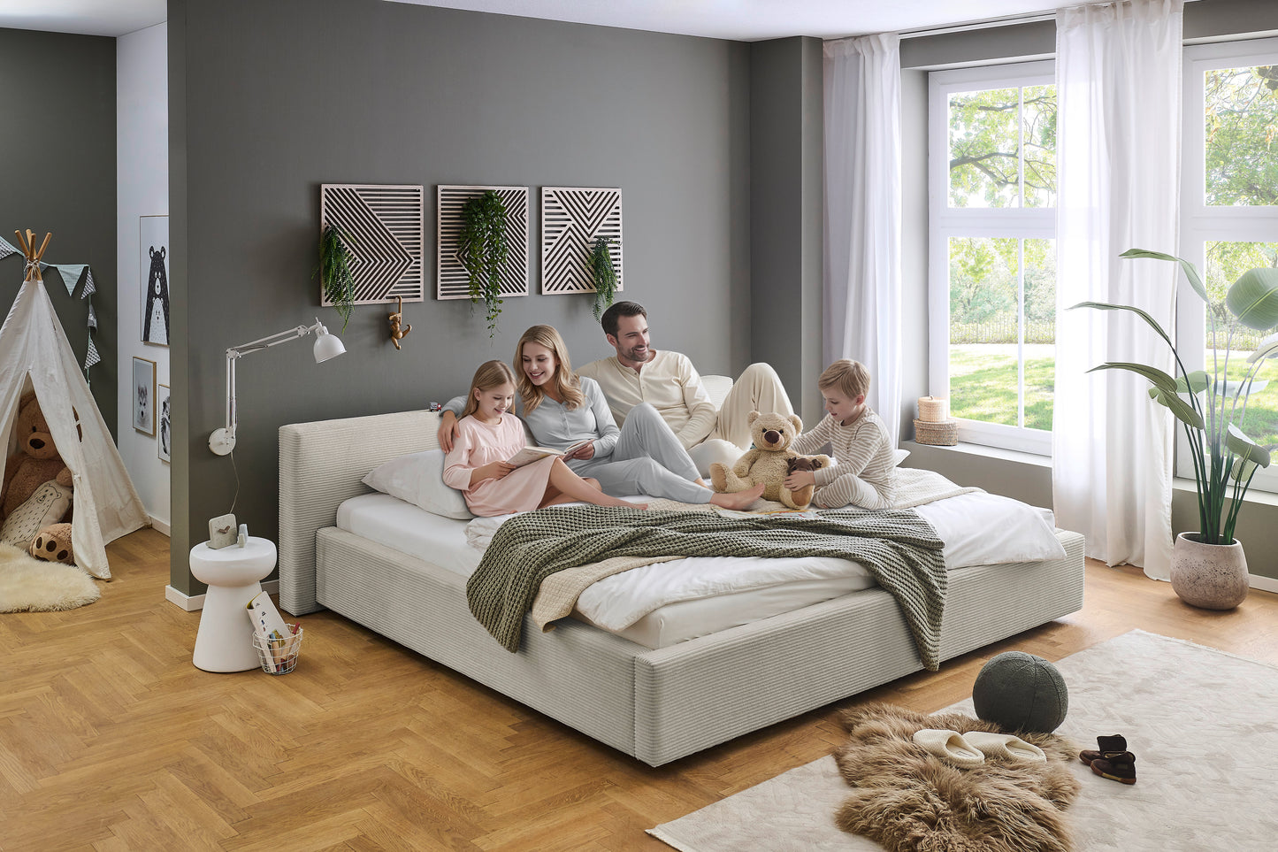 Polsterbett Cube von meise.möbel – Beige Nr. 100 – 240x200 cm – Produktbild