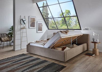 Polsterbett Cube inkl. Bettkasten von meise.möbel – Taupe Nr. 03 – 160x200 cm – Bettkasten / Funktion