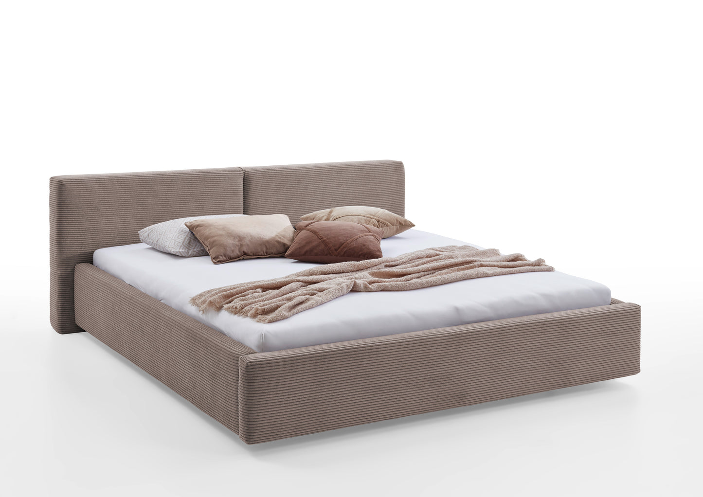 Polsterbett Cube von meise.möbel – Taupe Nr. 03 – 160x200 cm – Seitenansicht
