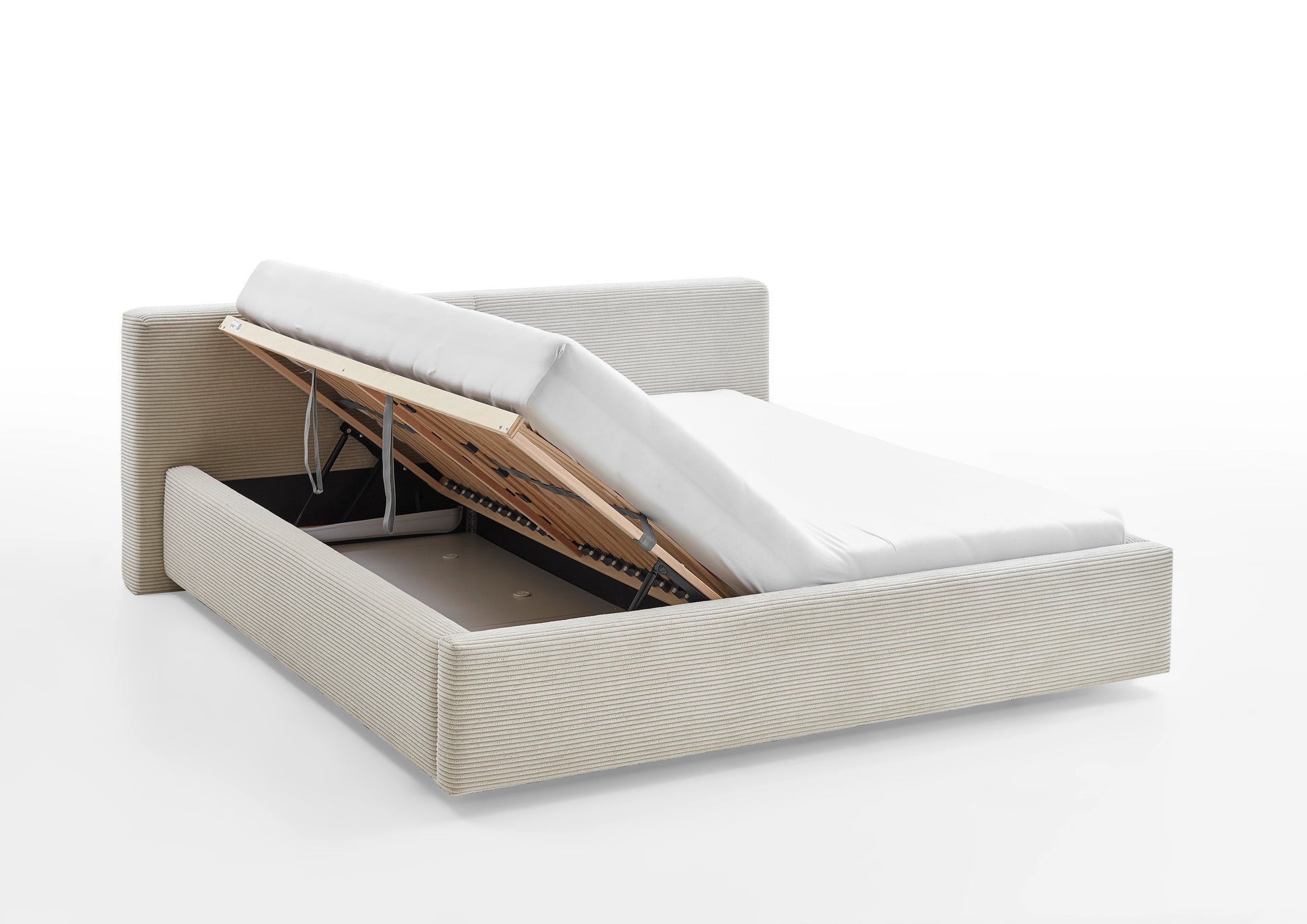 Polsterbett Cube inkl. Bettkasten von meise.möbel – Beige Nr. 100 – 160x200 cm – Bettkasten / Funktion