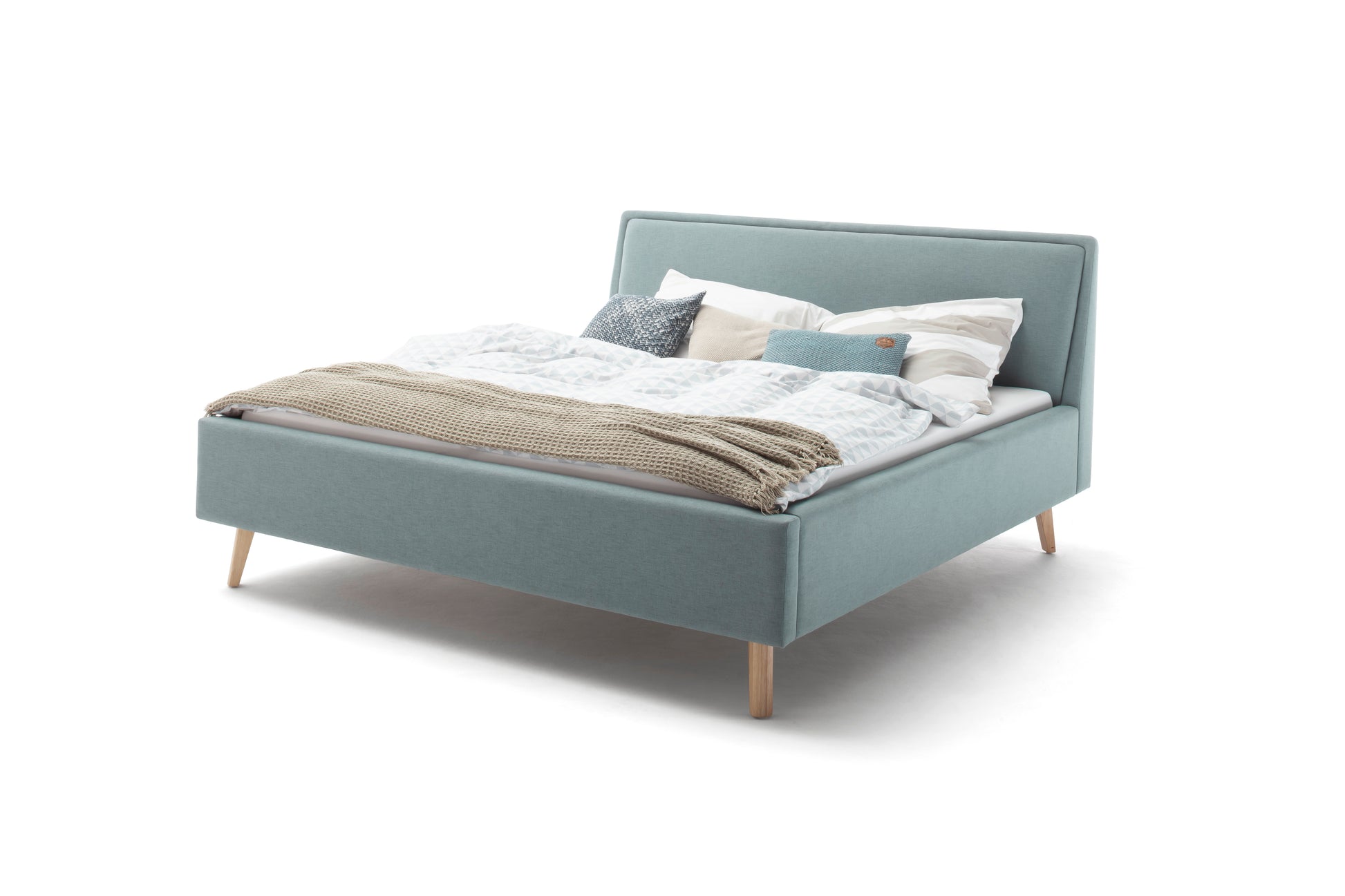 Polsterbett Frieda von meise.möbel – Eisblau Nr. 72 – 140x200 cm – Seitenansicht