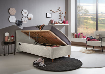 Polsterbett FUN inkl. Bettkasten von meise.möbel – Beige Nr. 03 – 90x200 cm – Bettkasten / Funktion