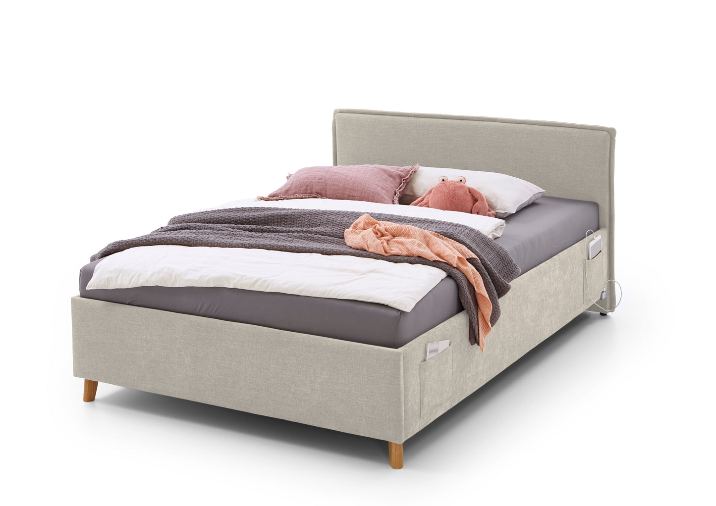 Polsterbett FUN von meise.möbel – Beige Nr. 03 – 120x200 cm – Seitenansicht