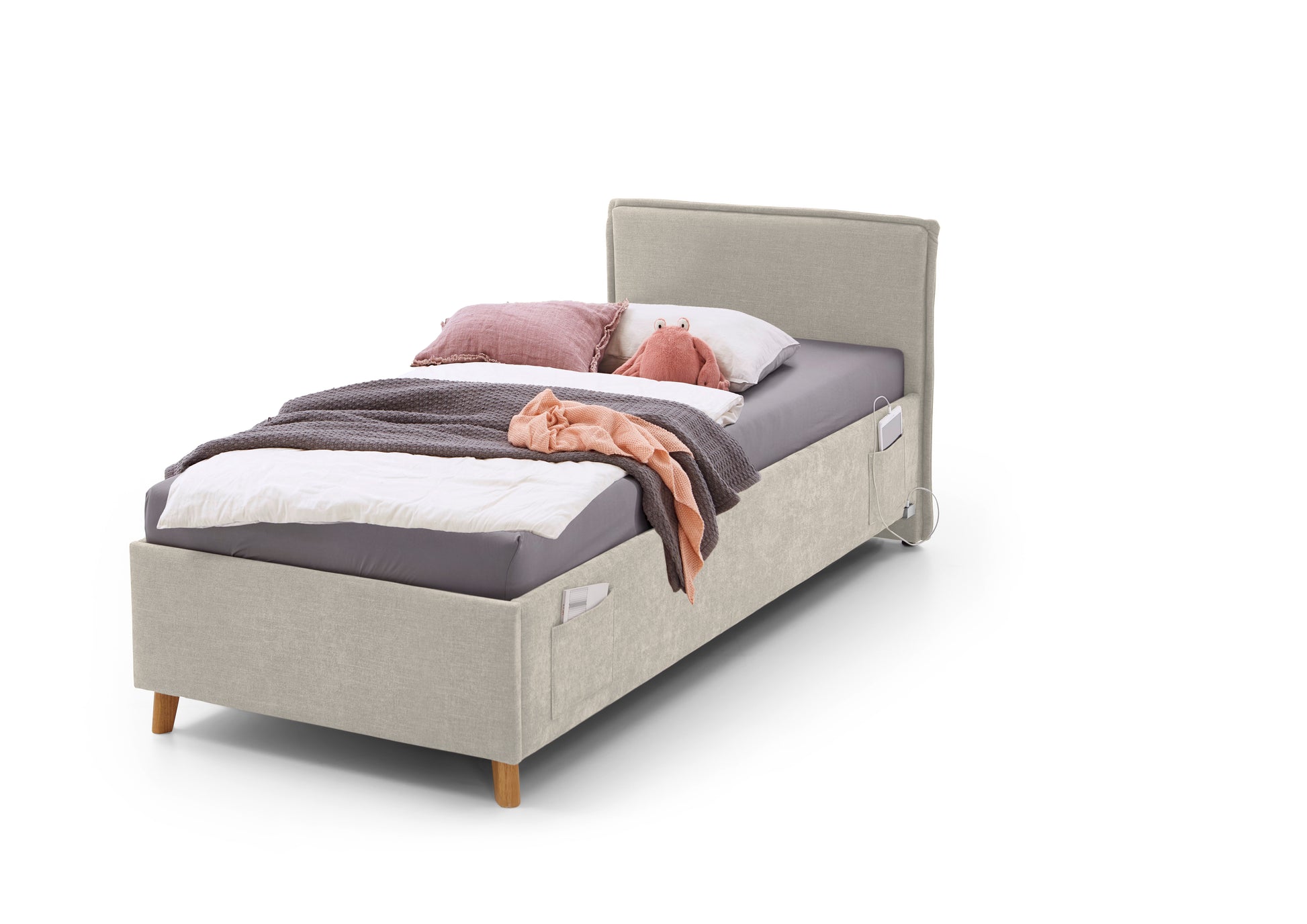 Polsterbett FUN von meise.möbel – Beige Nr. 03 – 90x200 cm – Seitenansicht