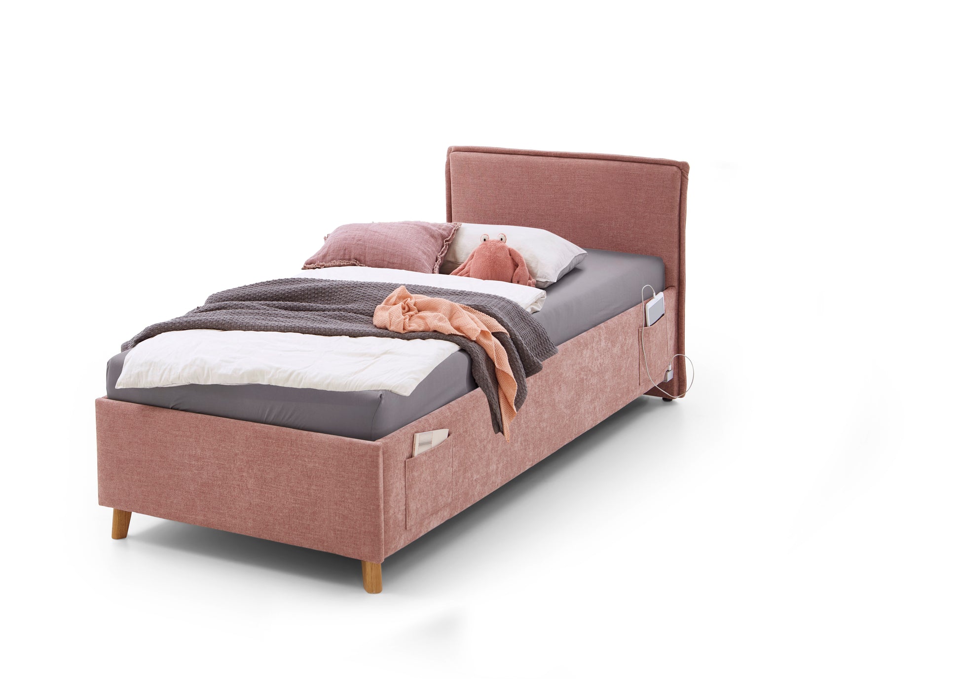 Polsterbett FUN von meise.möbel – Rose Nr. 61 – 90x200 cm – Seitenansicht