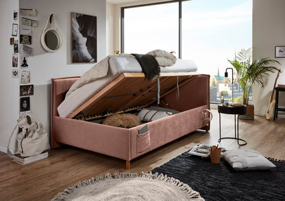Polsterbett FUN inkl. Bettkasten & Rückenteil von meise.möbel – Rose Nr. 61 – 90x200 cm – Bettkasten / Funktion