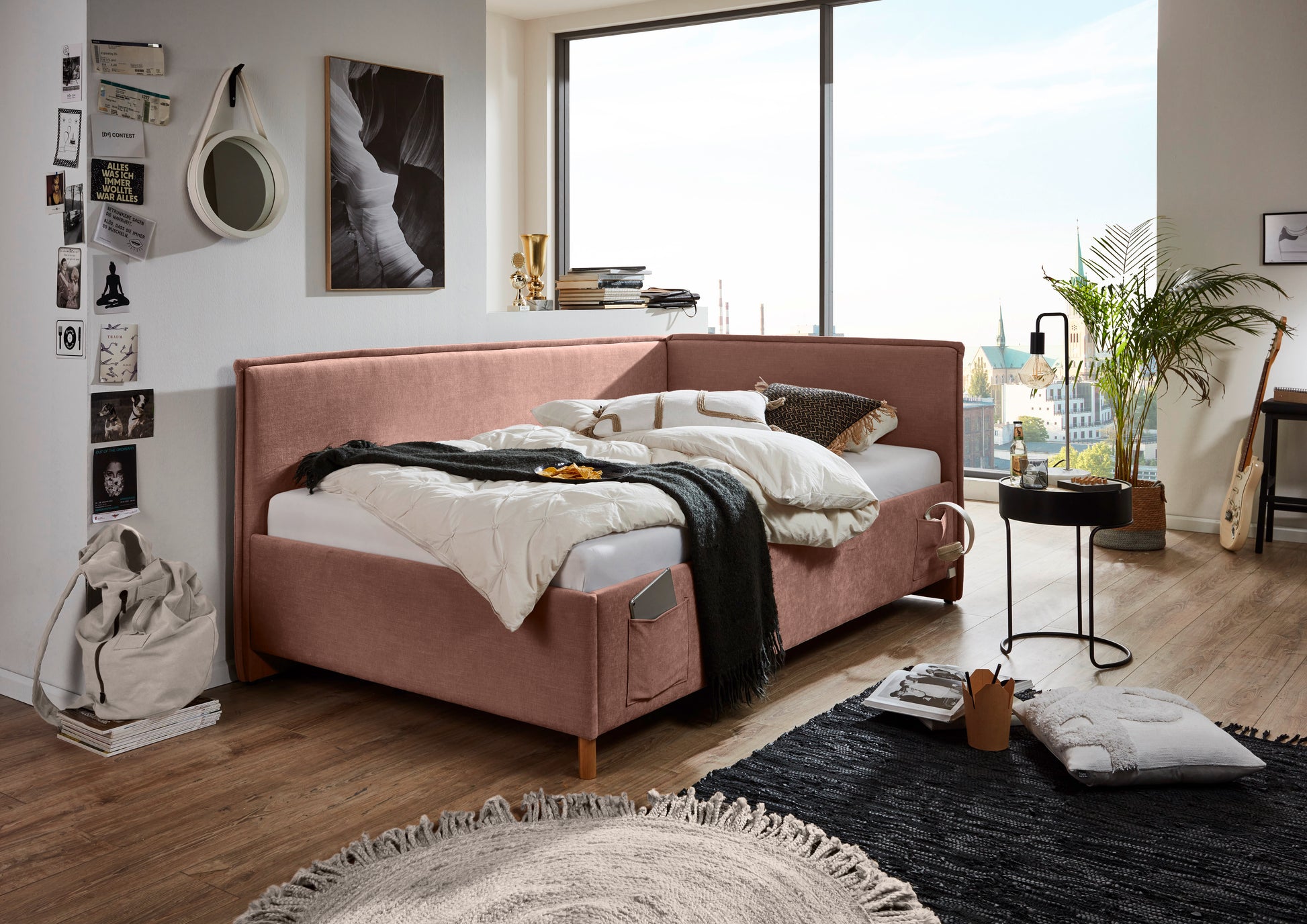 Polsterbett FUN mit Rückenteil von meise.möbel – Rose Nr. 61 – 90x200 cm – Produktbild