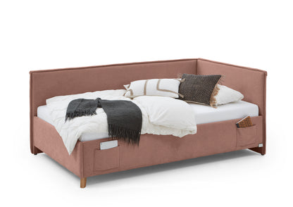 Polsterbett FUN mit Rückenteil von meise.möbel – Rose Nr. 61 – 90x200 cm – Seitenansicht