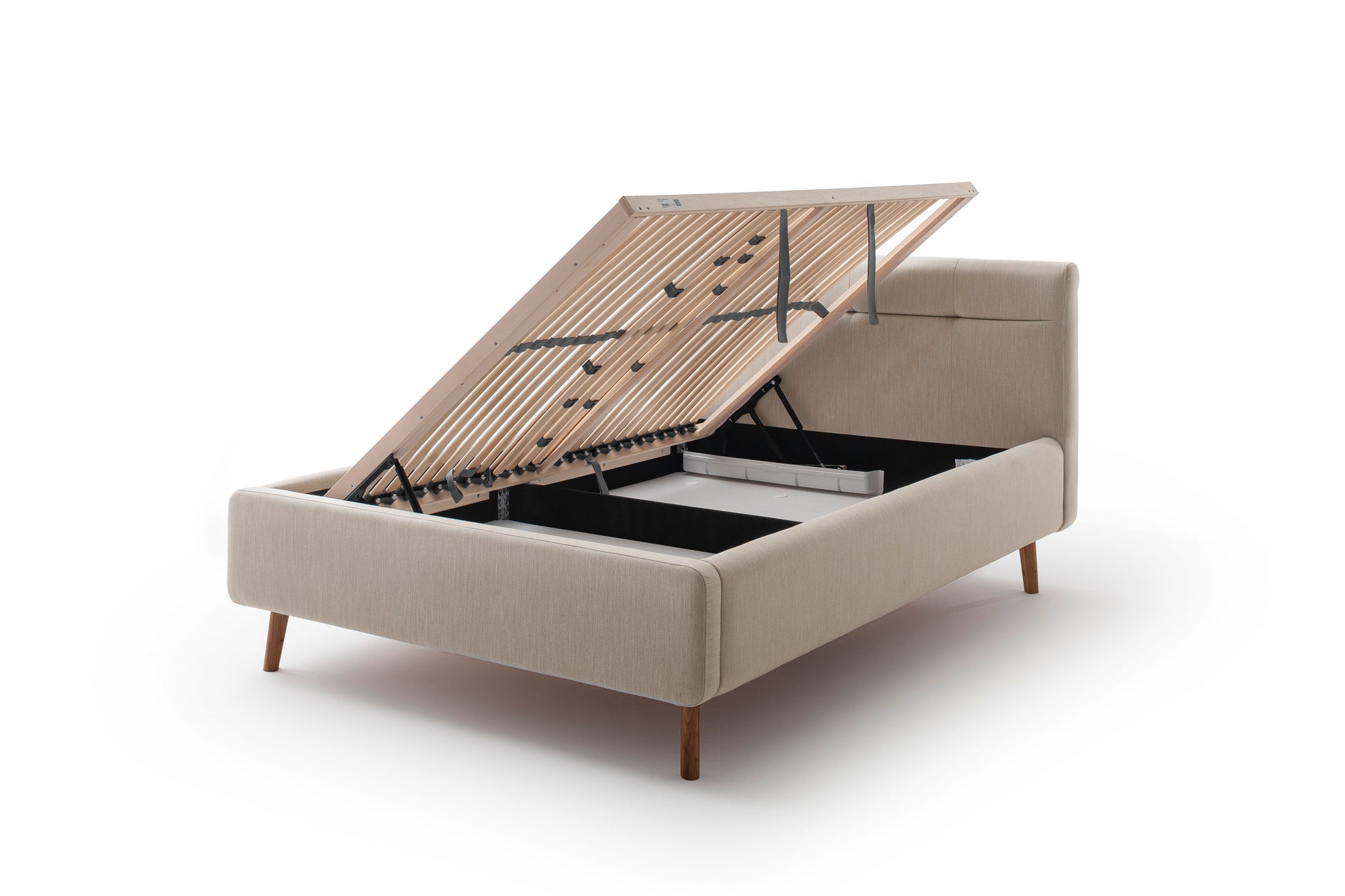 Polsterbett Lotte inkl. Bettkasten von meise.möbel – Beige Nr. 09 – 140x200 cm – Bettkasten / Funktion