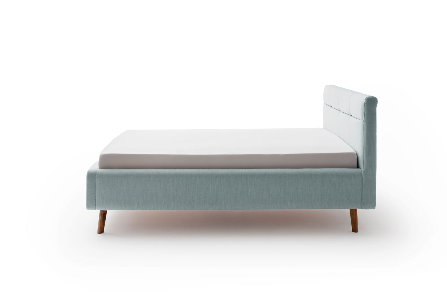Polsterbett Lotte inkl. Bettkasten von meise.möbel – Eisblau Nr. 72 – 140x200 cm – Seitenansicht